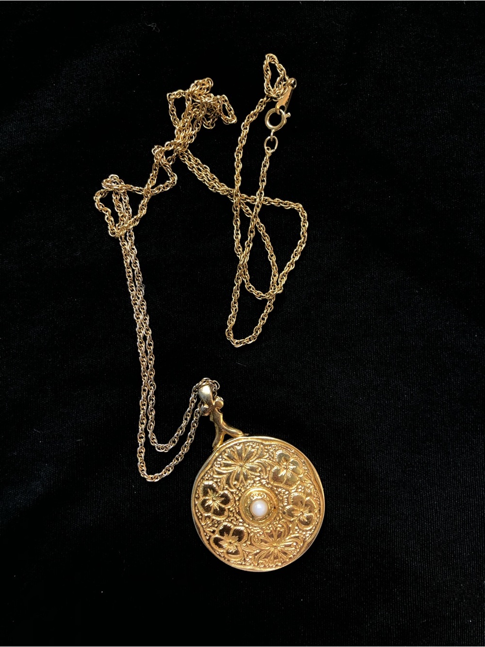 Vintage Filigree Gold Toned Mirror Necklace